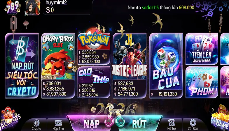789Club đa dạng game: baccarat, slot, thể thao, bắn cá, bài, casino, xổ số, esports, cược cao, thưởng lớn